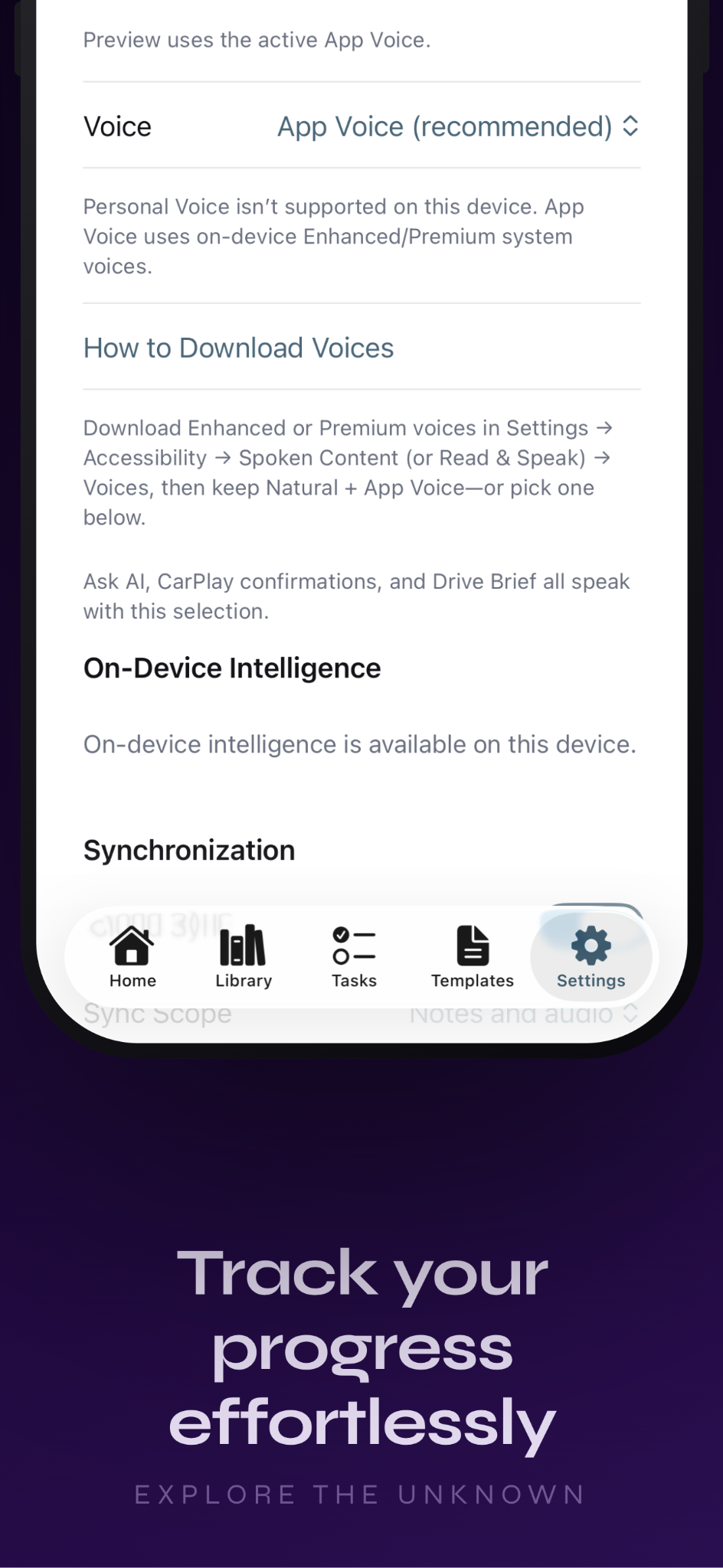Inner Scribe shown on an iPhone with a cosmic background